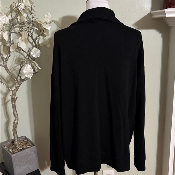 LOFT Black V neck Zip-Up Women's Sweater Loose Fit - Picture 4 of 5